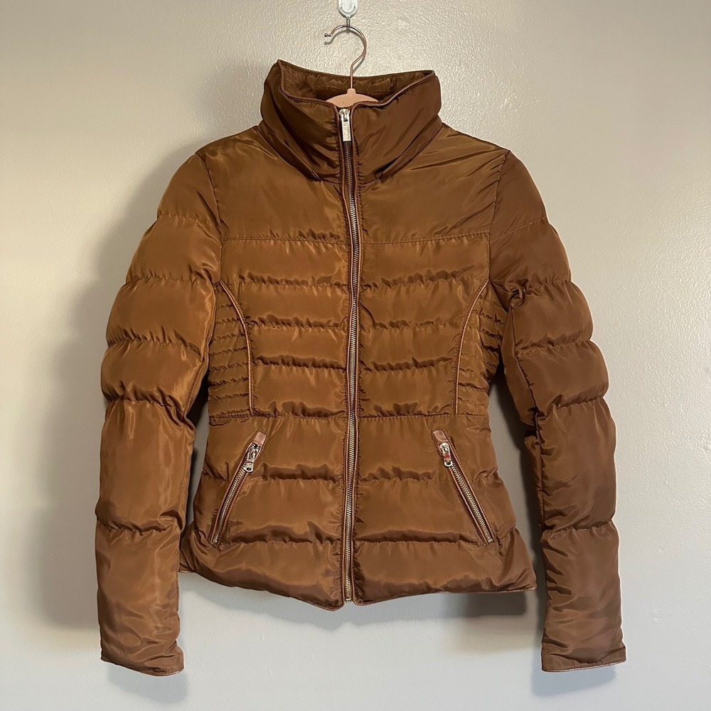 George Palomares Sports Fashion Brown Faux Fur Puffer Jacket/Coat M Layering